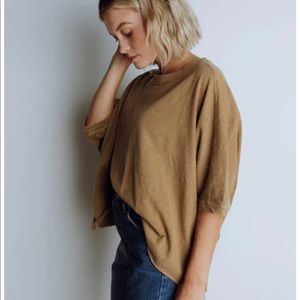 Boutique Dolman tee in large. Brownish olive color. NWT